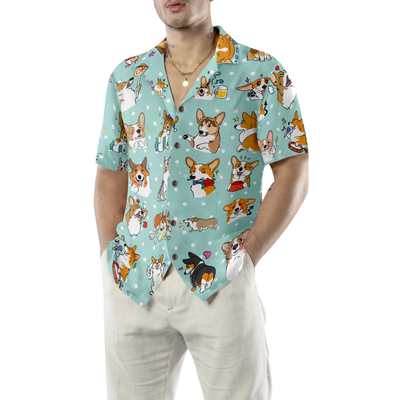 litzzy Cartoon Welsh Corgi Hawaiian Shirt, Corgi Aloha Shirt For Men, Women - Perfect Gift For Corgi Lovers, dog hawaiian shirt Hawaii Shirt   