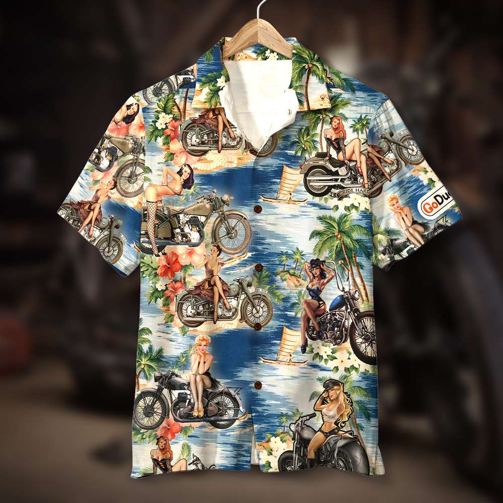 litzzy Pin Up Girl Biker Hawaiian Shirt, Gift For Biker Hawaiian Shirt For Men, Woman, Litzzy Aloha Shirt Hawaii Shirt   
