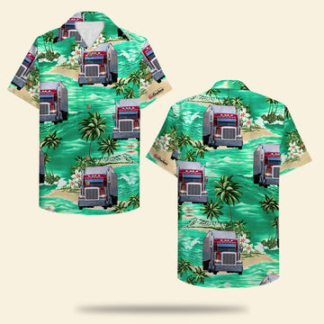 litzzy Custom Photo - Truck Driver Hawaiian Shirt - Coconut Tree Pattern 02 Hawaiian Shirt For Men, Woman, Litzzy Aloha Shirt Hawaiian Shirt   