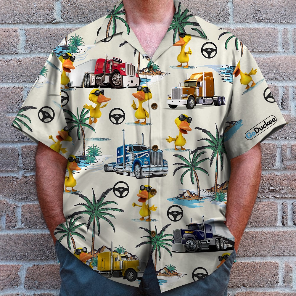 litzzy Trucker Duck Hawaiian Shirt - Truck & Duck Pattern Hawaiian Shirt For Men, Woman, Litzzy Aloha Shirt Hawaii Shirt   