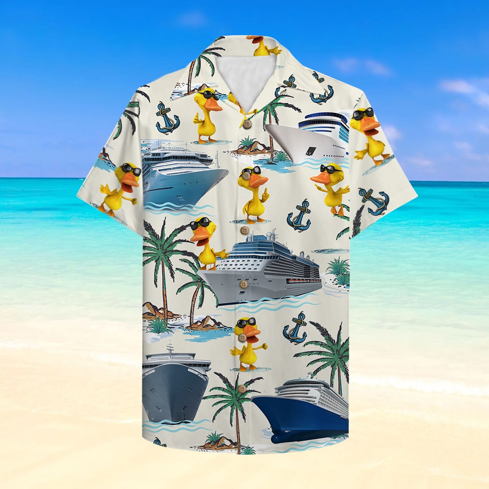 litzzy Cruising Duck Hawaiian Shirt - Happy Duck Cruise - Cruise Trip Gift For Family Hawaiian Shirt For Men, Woman, Litzzy Aloha Shirt Hawaii Shirt   