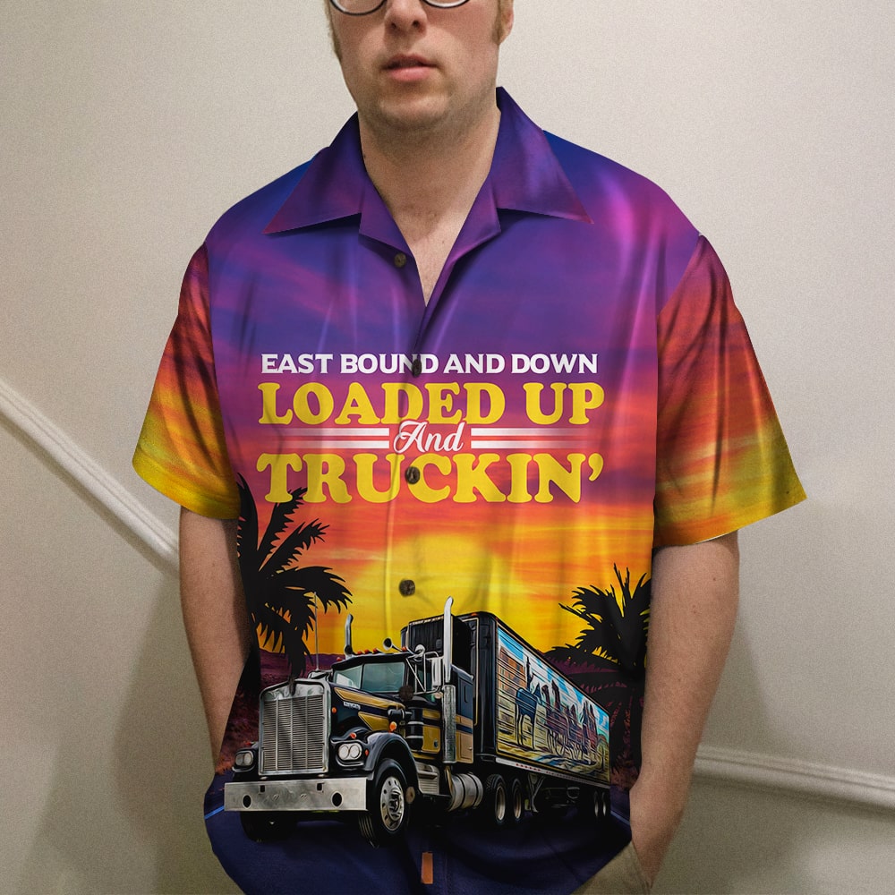 litzzy Trucker East bound and down Loaded up and truckin' Hawaiian Shirt, Aloha Shirt Hawaiian Shirt For Men, Woman, Litzzy Aloha Shirt Hawaiian Shirt   