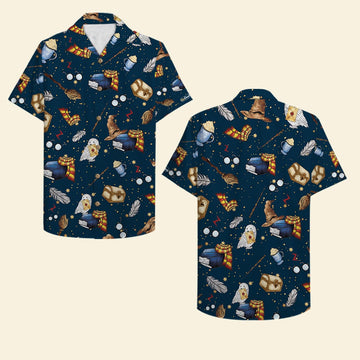 litzzy Owl and Scarf Seamless Pattern Hawaiian Shirt - Gifts for Fans Hawaiian Shirt For Men, Woman, Litzzy Aloha Shirt Hawaii Shirt   