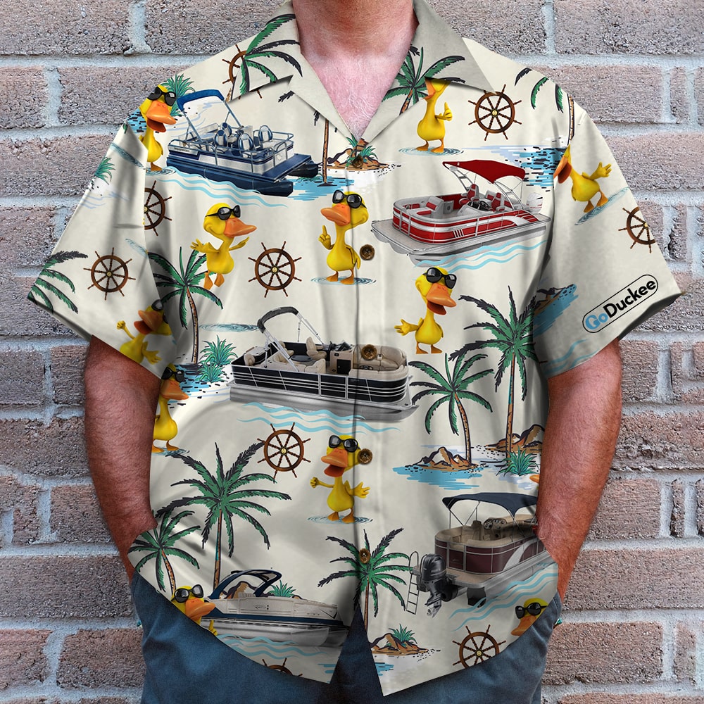 litzzy Pontoon Duck Hawaiian Shirt - Pontoon Boat & Duck Pattern Fol7-Vd1 Hawaiian Shirt For Men, Woman, Litzzy Aloha Shirt Hawaiian Shirt   