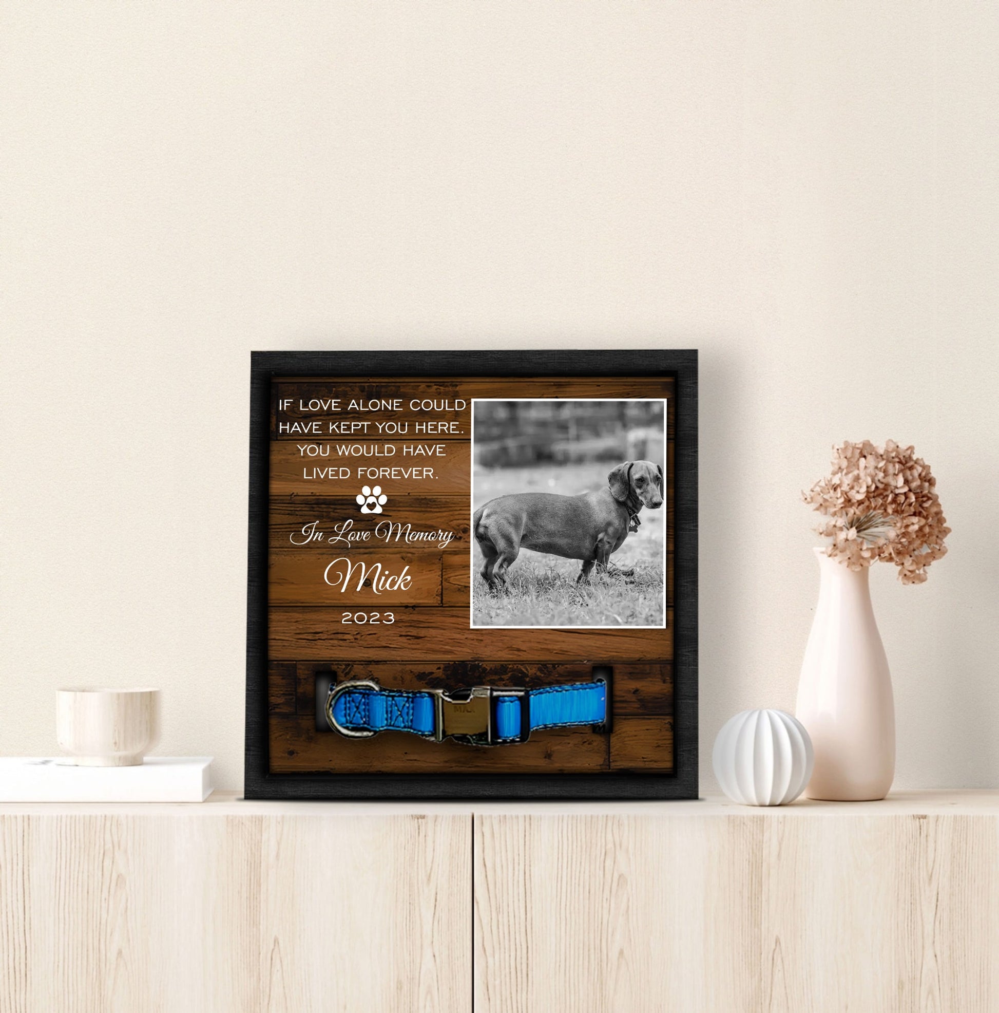 litzzy Memorial Pet Collar with Photo: Personalized Remembrance Collars for Beloved Pets Pet Picture Frame   