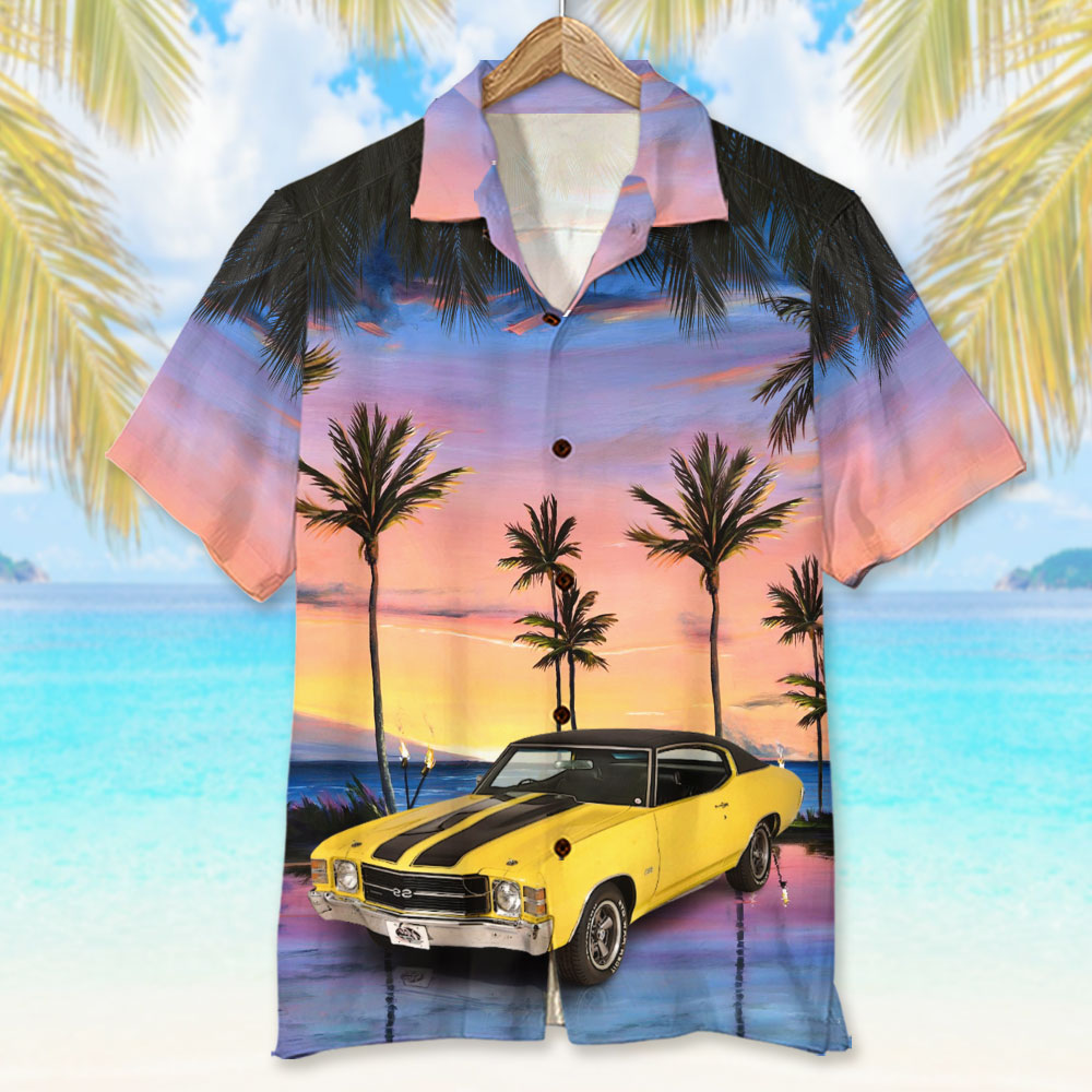 litzzy Custom Car Photo Hawaiian Shirt, Aloha Shirt, Sunset Beach Pattern (Car0902) Hawaiian Shirt For Men, Woman, Litzzy Aloha Shirt Hawaiian Shirt   