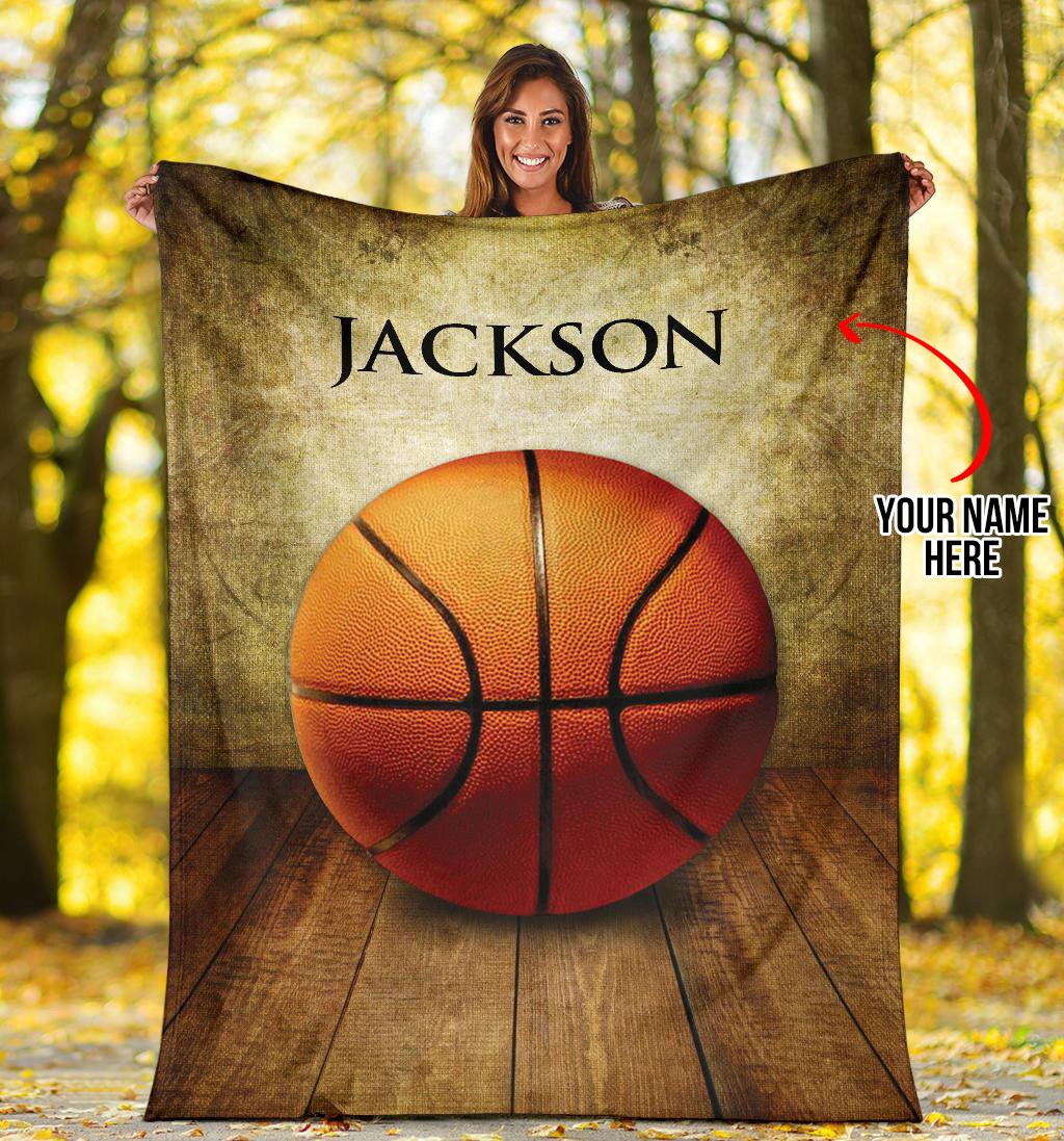 litzzy Personalized Basketball Wood Vintage Fleece Blanket - Tlno0920112 Quilt Blanket 60x80  