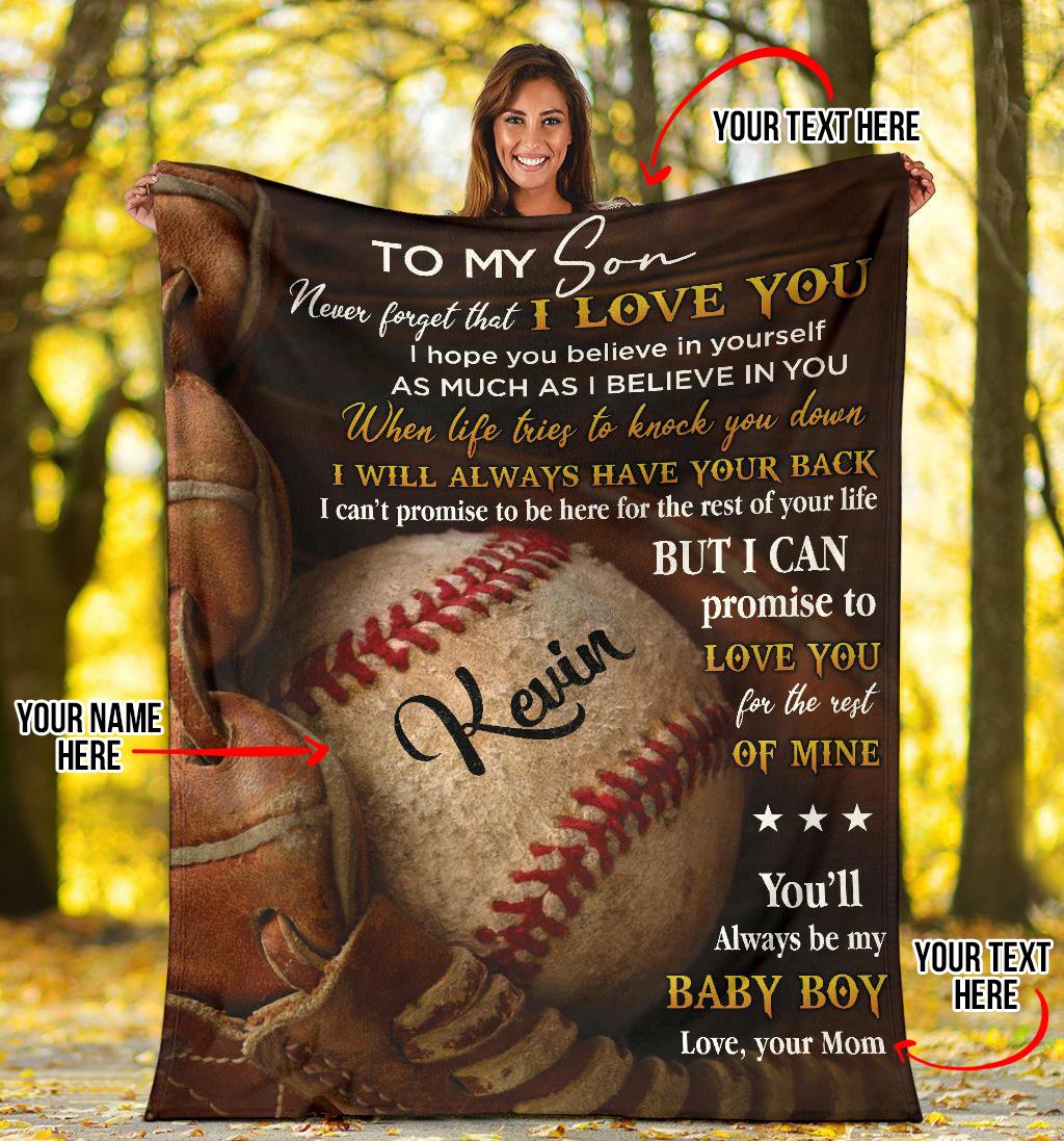 litzzy Personalized Never Forget Baseball Softball Glove Fleece Blanket - Tlno0911201 Quilt Blanket BASEBALL 50 X 60 