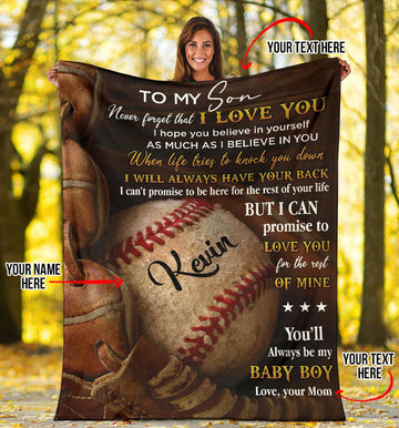 litzzy Personalized Never Forget Baseball Softball Glove Fleece Blanket - Tlno0911201 Quilt Blanket BASEBALL 50 X 60 