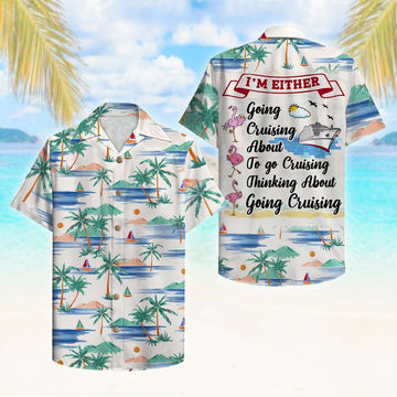 litzzy Cruising Flamingo Hawaiian Shirt - I'm Either Going Cruising - Palm Beach Pattern Hawaiian Shirt For Men, Woman, Litzzy Aloha Shirt Hawaiian Shirt   