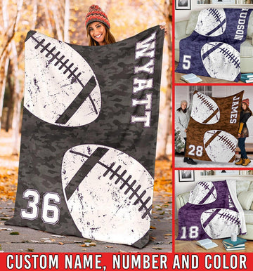 litzzy Personalized Football 2 Balls Collection Fleece Blanket - Tlnh1011202 Quilt Blanket CUSTOM COLOR 60 X 80 
