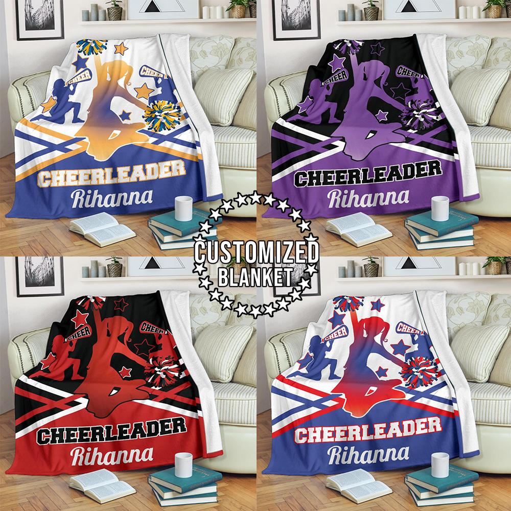 litzzy Personalized Cheerleader Colorful Fleece Blanket - Latg2011201 Quilt Blanket   