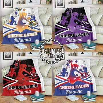 litzzy Personalized Cheerleader Colorful Fleece Blanket - Latg2011201 Quilt Blanket   