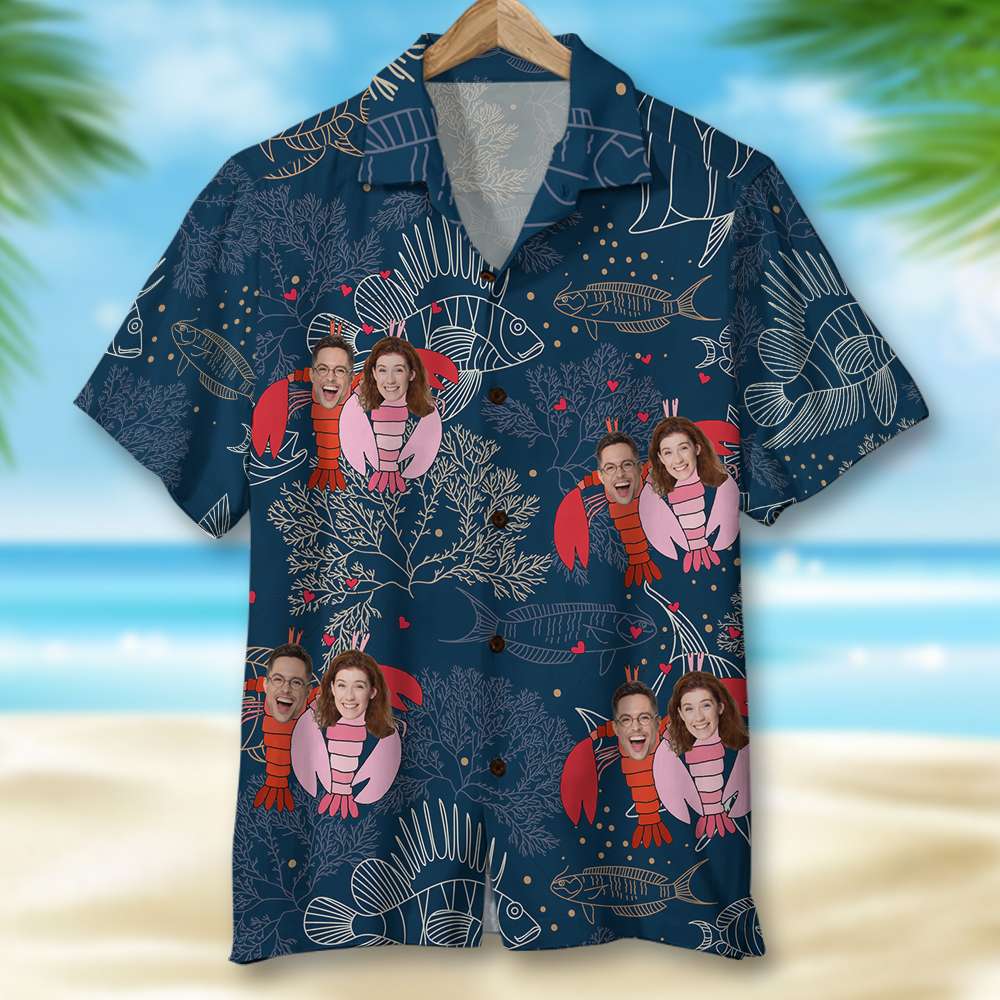 litzzy Couple Photo Personalized Hawaiian Shirt Aloha Shirt Hawaiian Shirt For Men, Woman, Litzzy Aloha Shirt Hawaii Shirt   