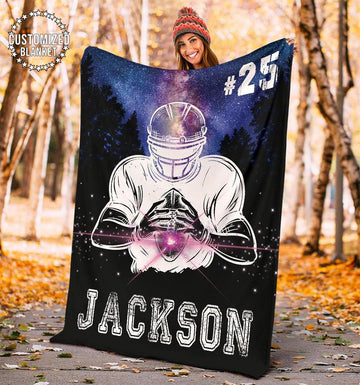 litzzy Personalized Football Galaxy Fleece Blanket - Laci2011201Ki Quilt Blanket 60x80  