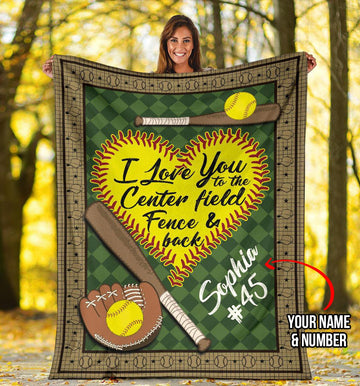 litzzy Personalized Sb I Love You To The Centerfield And Back Fleece Blanket - Tlno1411201Ki Quilt Blanket 60x80  
