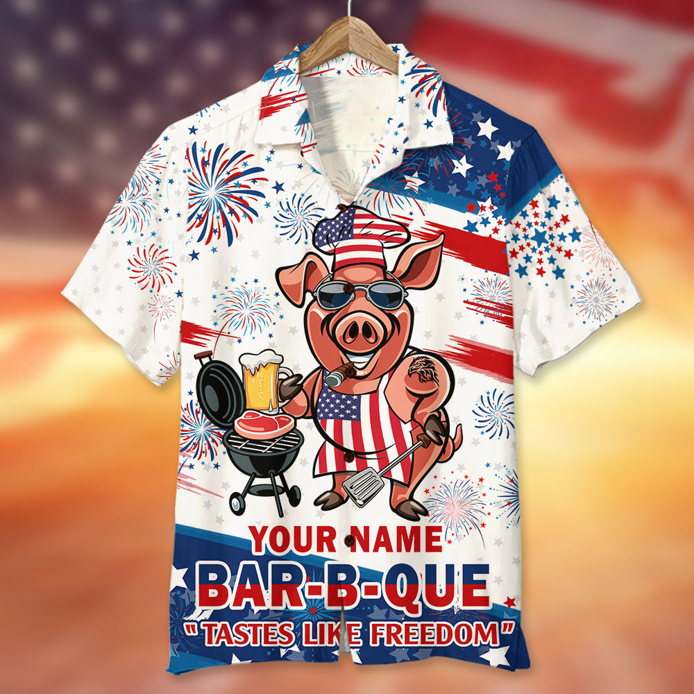 litzzy Bar-B-Que Tastes Like Freedom Personalized Grill Independence Day Hawaiian Shirt Hawaiian Shirt For Men, Woman, Litzzy Aloha Shirt Hawaii Shirt   