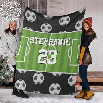 litzzy Personalized Soccer Field Fleece Blanket - Tlnh2111202 Quilt Blanket 50x60  