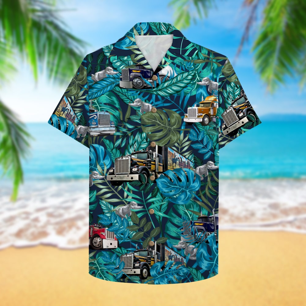 litzzy Trucker Hawaiian Shirt, Aloha Shirt with semitruck and rubber duck Hawaiian Shirt For Men, Woman, Litzzy Aloha Shirt Hawaiian Shirt   