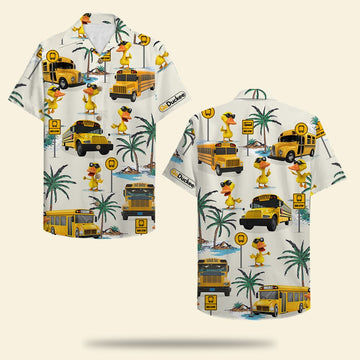 litzzy School Bus Drive Duck Hawaiian Shirt - Bus & Duck Pattern Hawaiian Shirt For Men, Woman, Litzzy Aloha Shirt Hawaiian Shirt   