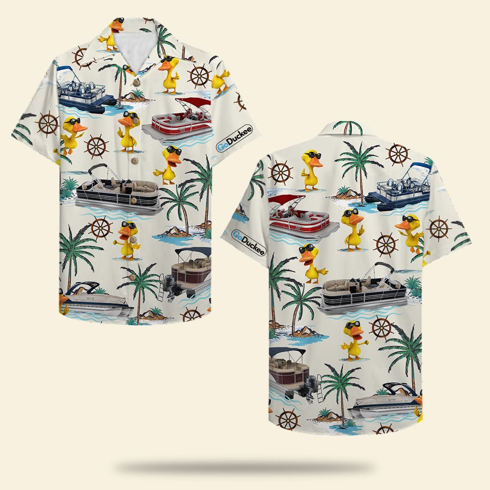 litzzy Pontoon Duck Hawaiian Shirt - Pontoon Boat & Duck Pattern Fol7-Vd1 Hawaiian Shirt For Men, Woman, Litzzy Aloha Shirt Hawaiian Shirt   