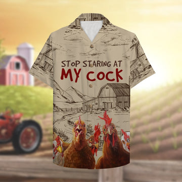 litzzy Farmer Chicken Stop staring at my cock Funny Hawaiian Shirt, Aloha Shirt Hawaiian Shirt For Men, Woman, Litzzy Aloha Shirt Hawaii Shirt   