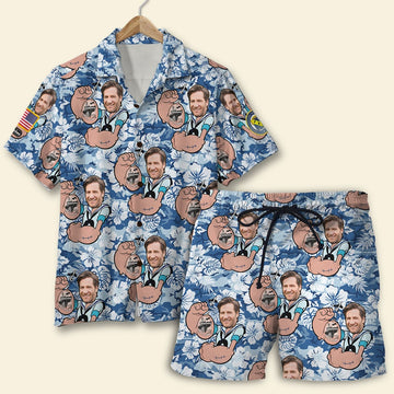 litzzy Custom Photo Hawaiian Shirt, Aloha Shirt and Mens Beach Shorts - Military Background Hawaiian Shirt For Men, Woman, Litzzy Aloha Shirt Hawaii Shirt   