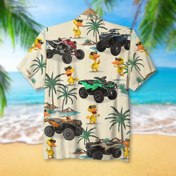 litzzy ATV Racing Duck Hawaiian Shirt - Custom ATV Car - Palm Tree Theme Hawaiian Shirt For Men, Woman, Litzzy Aloha Shirt Hawaii Shirt   