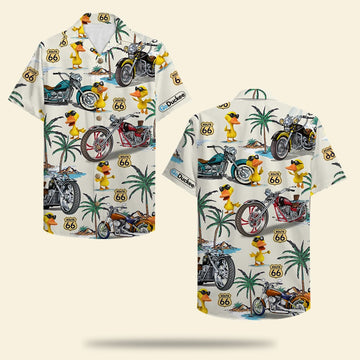 litzzy Biker Duck Hawaiian Shirt - Duck & Classic Motorcycles Pattern Hawaiian Shirt For Men, Woman, Litzzy Aloha Shirt Hawaii Shirt   