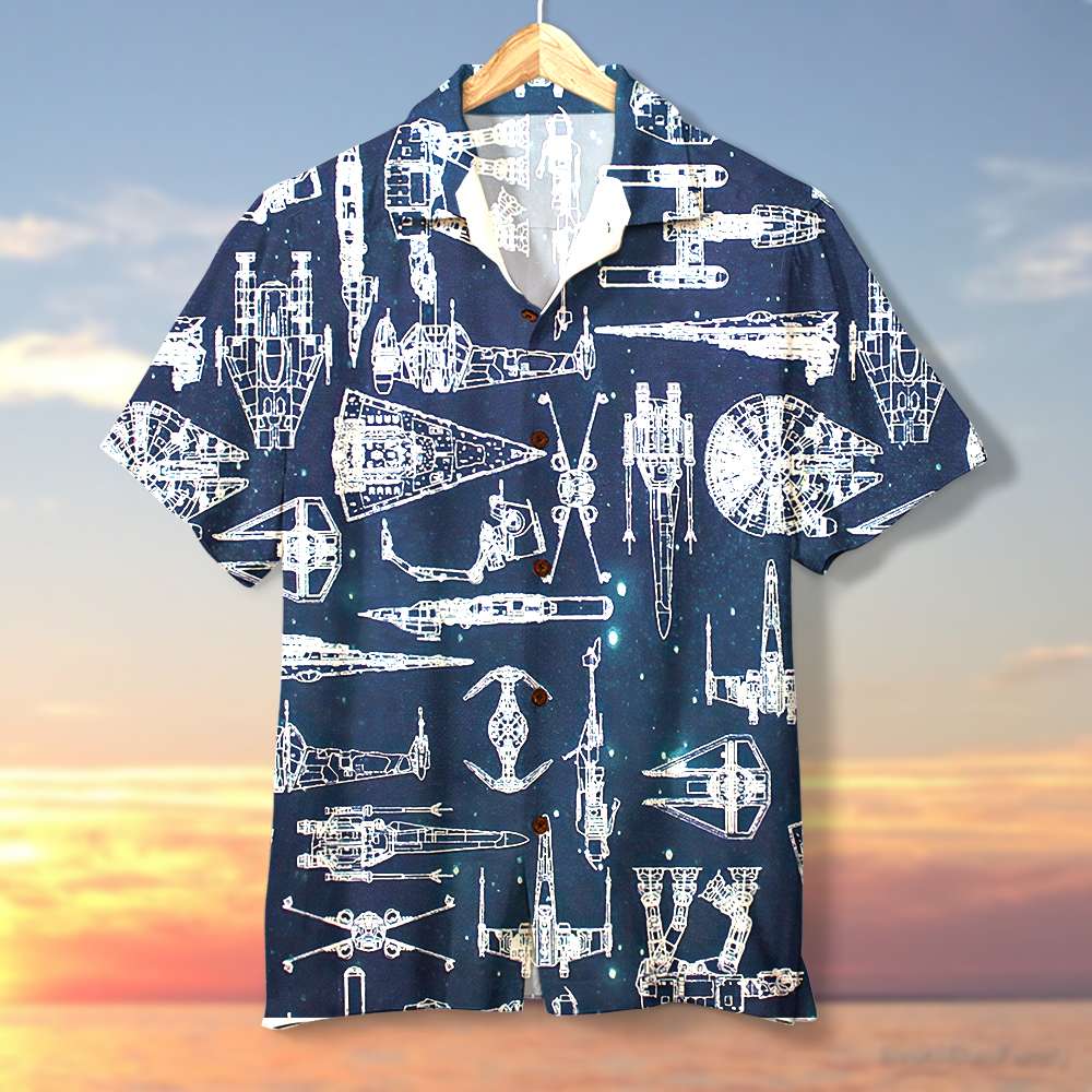 litzzy Hawaiian Shirt & Men's Beach Shorts - Spaceship Pattern Hawaiian Shirt For Men, Woman, Litzzy Aloha Shirt Hawaiian Shirt   