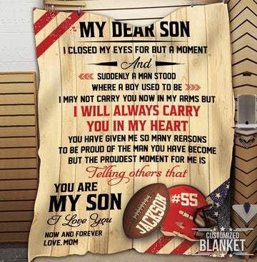 litzzy Personalized Football Carry You In My Heart Fleece Blanket - Tlno2711201 Quilt Blanket 60x80  
