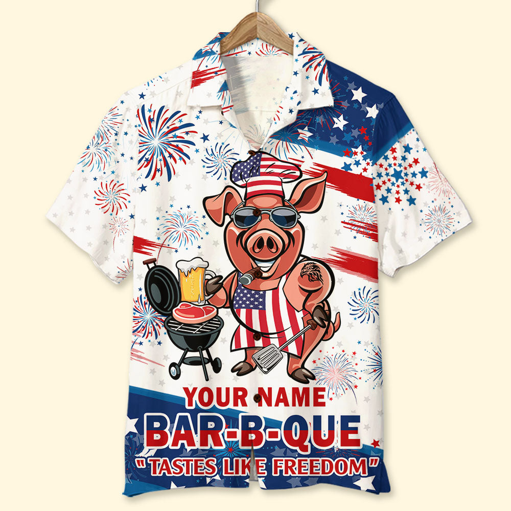 litzzy Bar-B-Que Tastes Like Freedom Personalized Grill Independence Day Hawaiian Shirt Hawaiian Shirt For Men, Woman, Litzzy Aloha Shirt Hawaii Shirt   