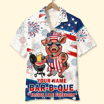 litzzy Bar-B-Que Tastes Like Freedom Personalized Grill Independence Day Hawaiian Shirt Hawaiian Shirt For Men, Woman, Litzzy Aloha Shirt Hawaii Shirt   
