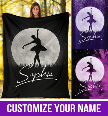 litzzy Personalized Ballet Moon Collection Fleece Blanket - Tlno1110202Ki Quilt Blanket CUSTOM COLOR 60 X 80 