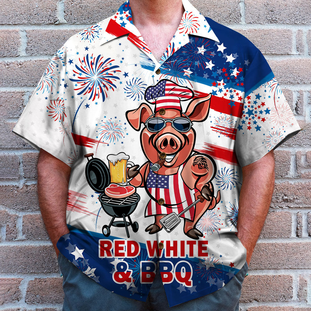 litzzy Red White And BBQ Grill Hawaiian Shirt Hawaiian Shirt For Men, Woman, Litzzy Aloha Shirt Hawaiian Shirt   