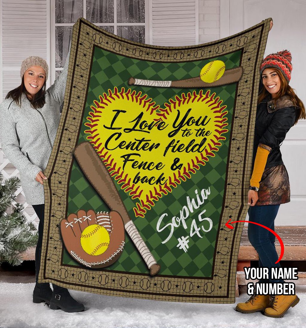 litzzy Personalized Sb I Love You To The Centerfield And Back Fleece Blanket - Tlno1411201Ki Quilt Blanket 50x60  