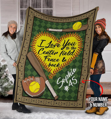 litzzy Personalized Sb I Love You To The Centerfield And Back Fleece Blanket - Tlno1411201Ki Quilt Blanket 50x60  