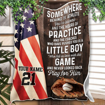 litzzy Personalized Baseball Play For Him Fleece Blanket - Tlno2511201 Quilt Blanket 60x80  