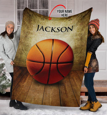 litzzy Personalized Basketball Wood Vintage Fleece Blanket - Tlno0920112 Quilt Blanket 50x60  