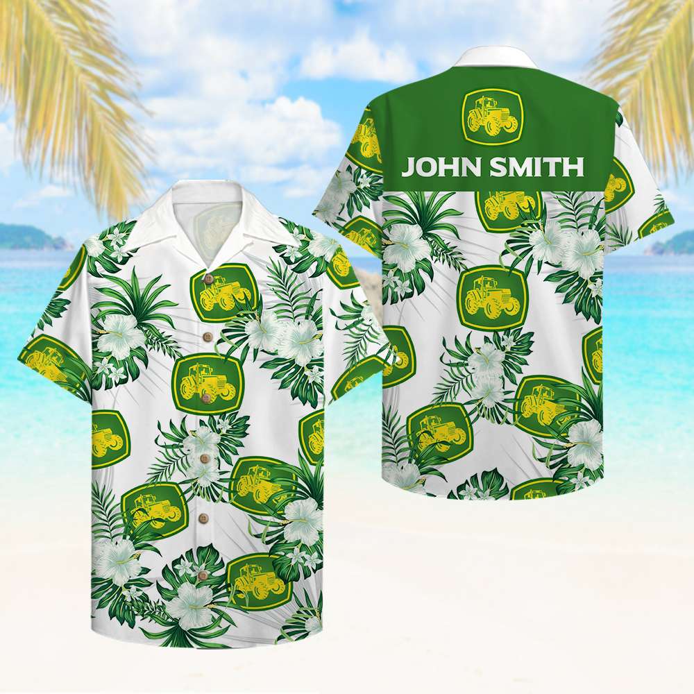 litzzy Personalized Farmer Hawaiian Shirt - Tractor & Floral Pattern Hawaiian Shirt For Men, Woman, Litzzy Aloha Shirt Hawaiian Shirt   