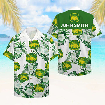 litzzy Personalized Farmer Hawaiian Shirt - Tractor & Floral Pattern Hawaiian Shirt For Men, Woman, Litzzy Aloha Shirt Hawaiian Shirt   