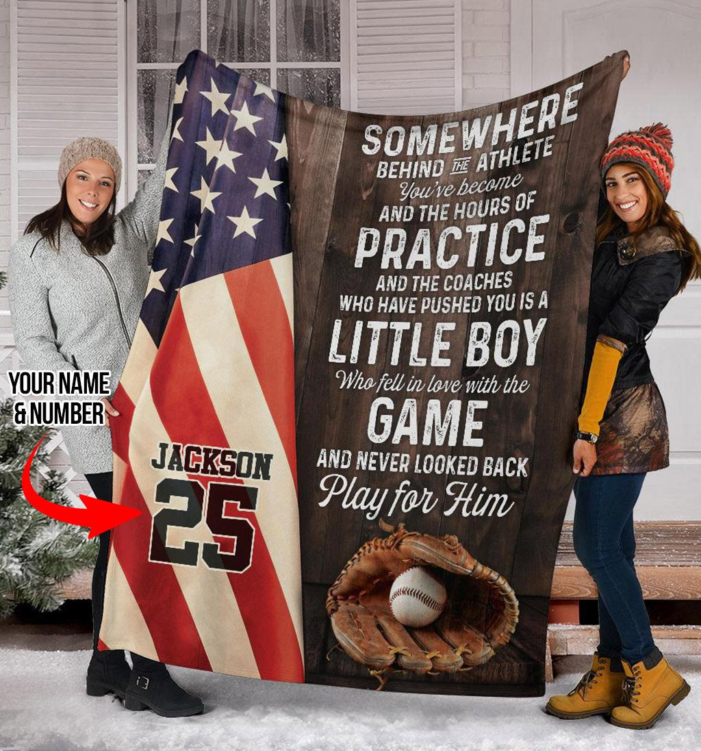 litzzy Personalized Baseball Play For Him Fleece Blanket - Tlno2511201 Quilt Blanket   
