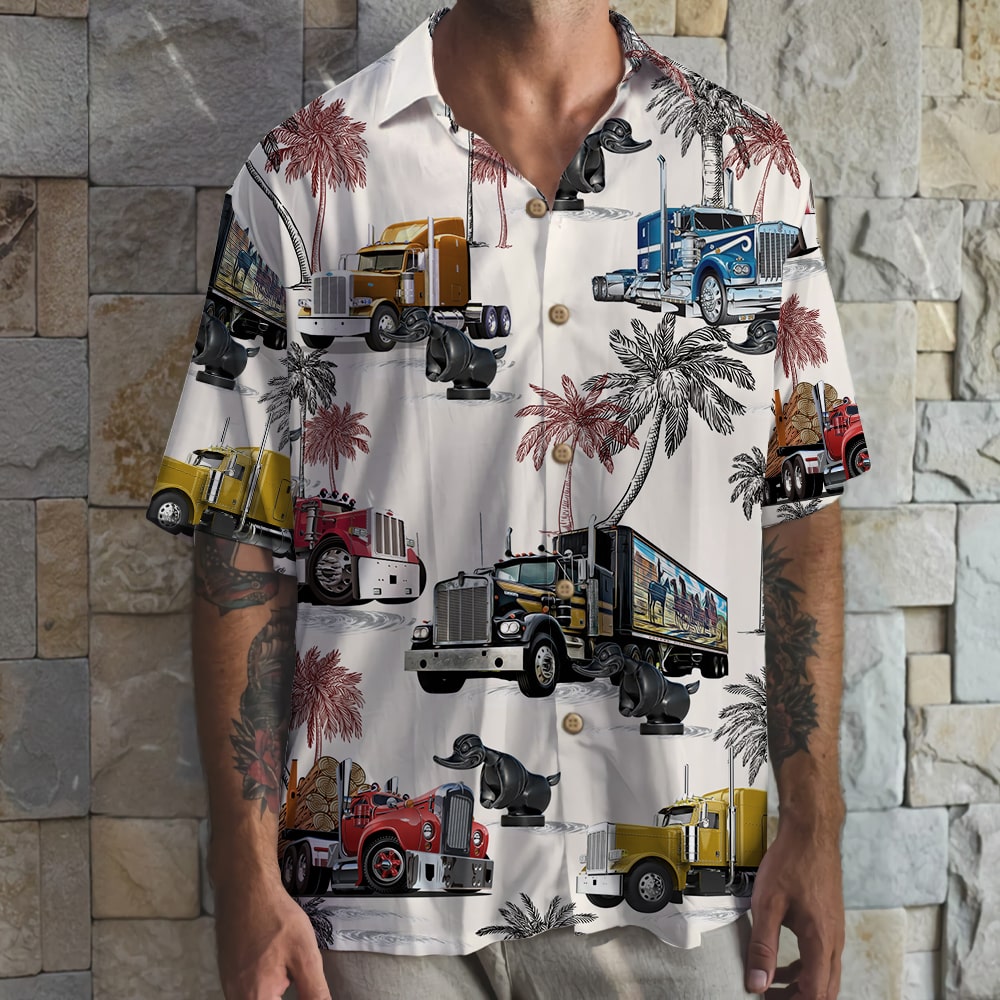 litzzy Truck With Duck Pattern Hawaiian Shirt, Aloha Shirt - Summer Gift For Trucker Hawaiian Shirt For Men, Woman, Litzzy Aloha Shirt Hawaiian Shirt   