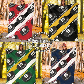 litzzy Personalized I Love Hockey Fleece Blanket - Latg1911202 Quilt Blanket CUSTOM COLOR 60 X 80 