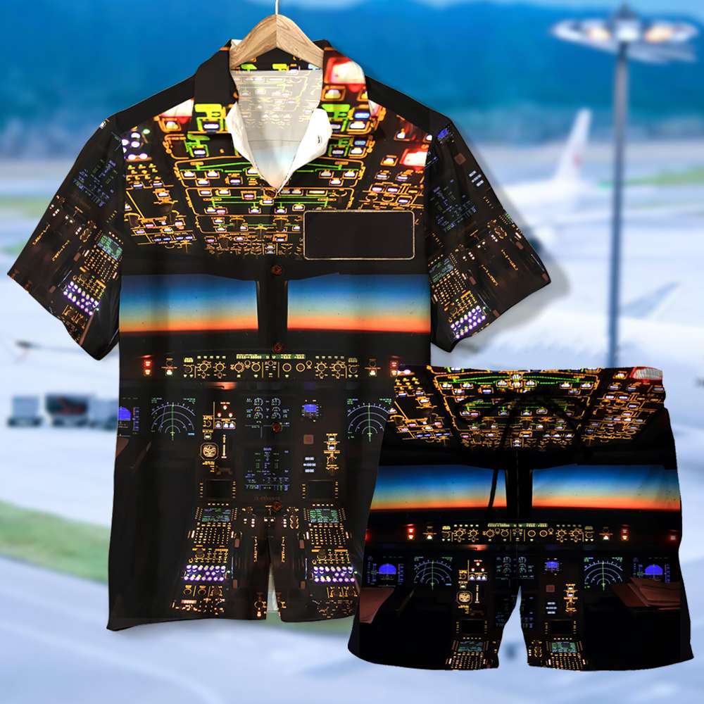 litzzy Personalized Pilot Hawaiian Shirt and Men Beach Shorts Pilot Control Panel Hawaiian Shirt For Men, Woman, Litzzy Aloha Shirt Hawaii Shirt   