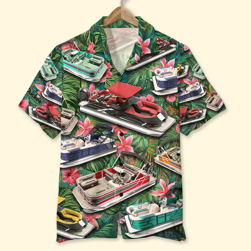 litzzy Pontoon Hawaiian Shirt, Gift For Pontoon Lovers, Tropical Pattern Hawaiian Shirt For Men, Woman, Litzzy Aloha Shirt Hawaii Shirt   