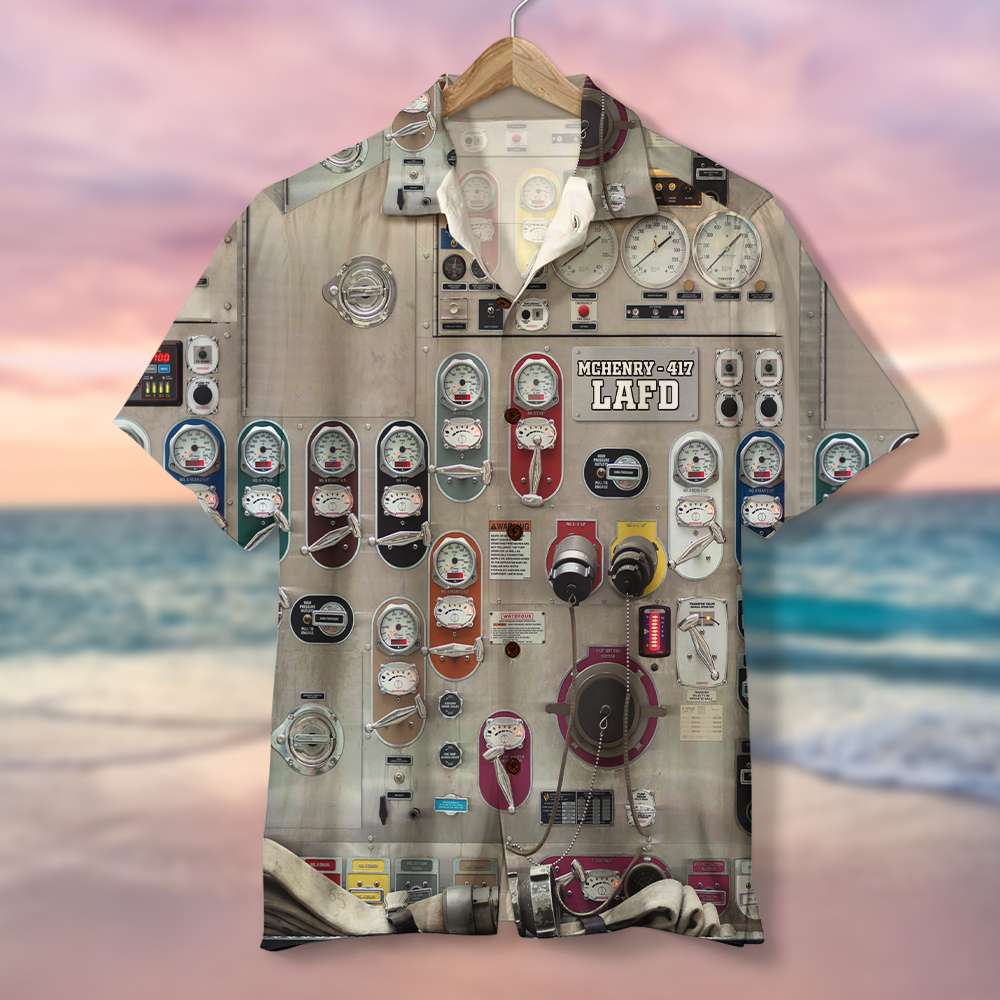 litzzy Personalized Firefighter Hawaiian Shirt Fire Engine Side Panel Hawaiian Shirt For Men, Woman, Litzzy Aloha Shirt Hawaii Shirt   