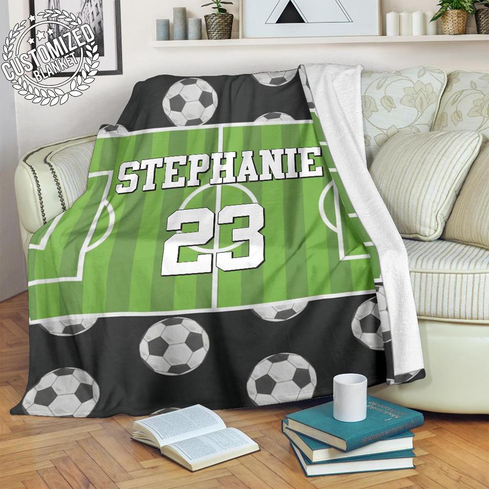 litzzy Personalized Soccer Field Fleece Blanket - Tlnh2111202 Quilt Blanket 60x80  