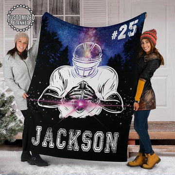 litzzy Personalized Football Galaxy Fleece Blanket - Laci2011201Ki Quilt Blanket 50x60  