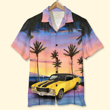 litzzy Custom Car Photo Hawaiian Shirt, Aloha Shirt, Sunset Beach Pattern (Car0902) Hawaiian Shirt For Men, Woman, Litzzy Aloha Shirt Hawaiian Shirt   